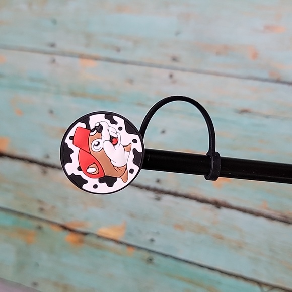 Bucees Cow Print Straw Topper - Picture 4 of 5